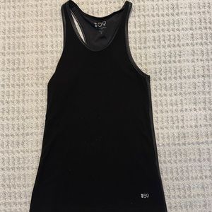 Splits59 racer back blk ribbed tank. Shiny back